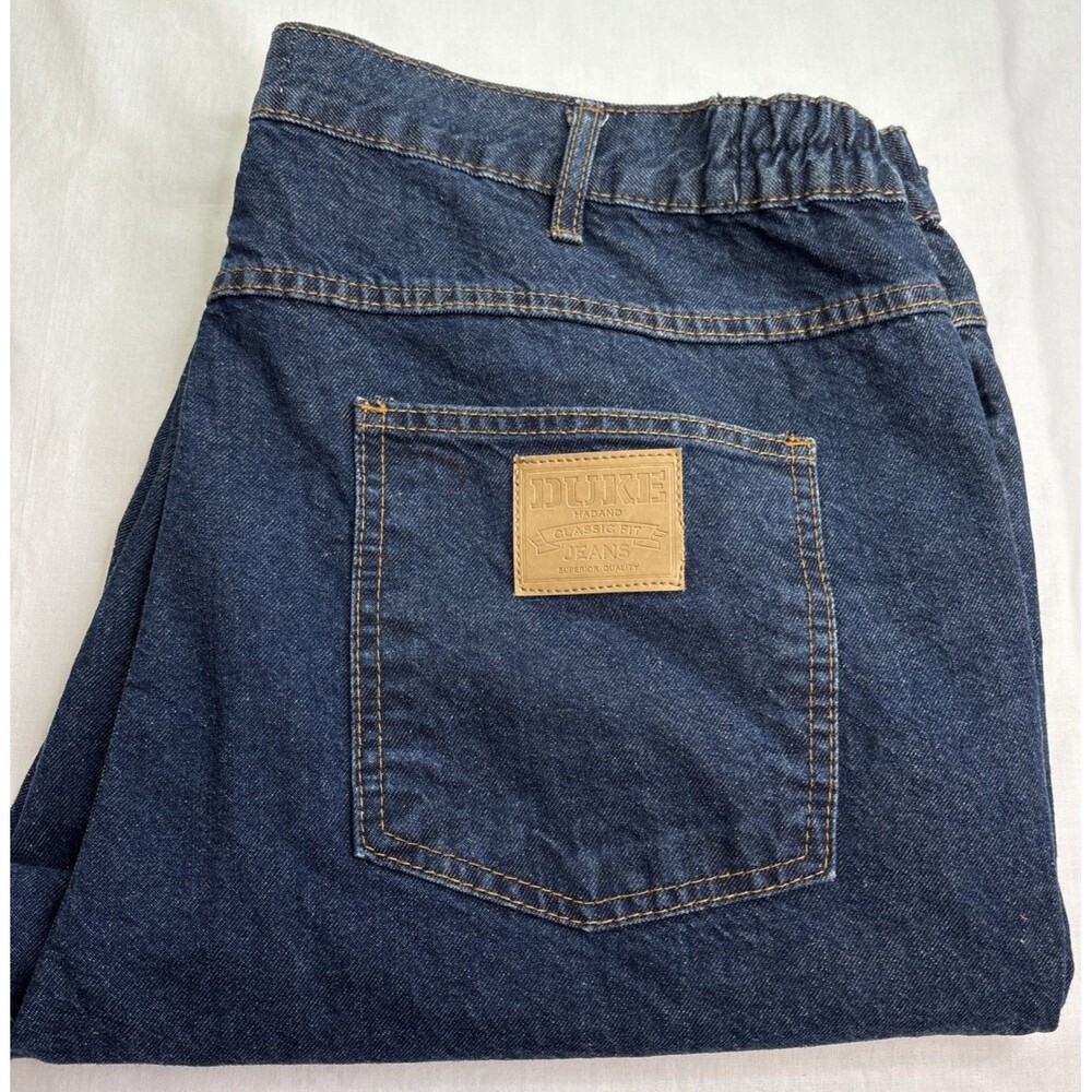 Duke Haband Jeans Mens Size 42X29 Blue Elastic Waist Relaxed Fit